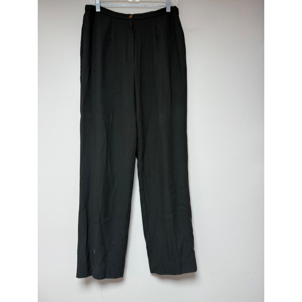 Kasper ASL‎ Black Dress Pants Womens 10 High Waist Wide Leg Viscose  Trousers